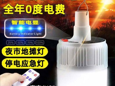 太阳能移动夜市地摊灯家用停电应急灯LED充电灯泡户外野营摆摊灯图1