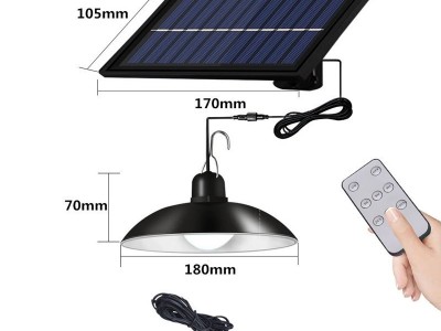 太阳能单头吊灯LED复古球泡灯 户外一拖二双头室内外遥控照明路灯图5