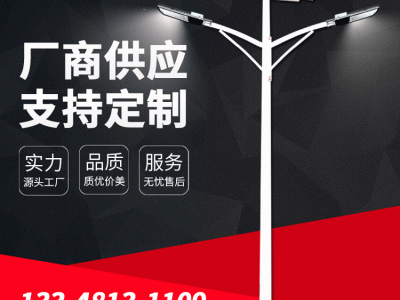 太阳能定做8米10米12米大功率高亮路灯LED双臂双头路灯高低臂图2
