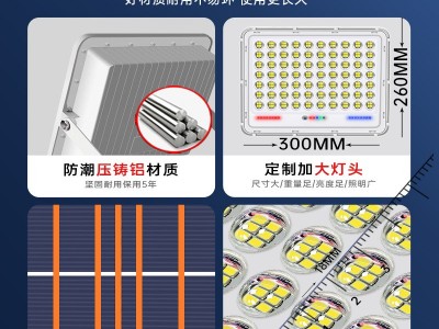 君慕太阳能灯投光灯户外照明庭院灯led太阳能路灯过道灯厂家批发图2