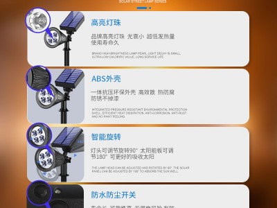 跨境LED花园庭院太阳能壁灯 户外防水地插灯 七彩景观草坪灯图4