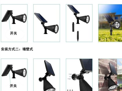 跨境LED花园庭院太阳能壁灯 户外防水地插灯 七彩景观草坪灯图5