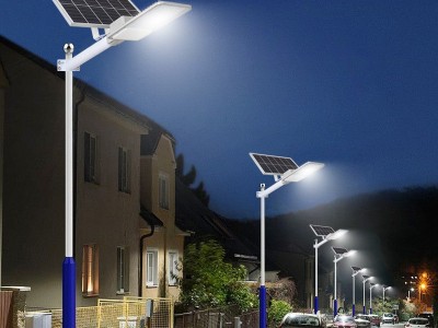 透镜太阳能路灯工程款太阳能灯LED家用分体式人体感应户外庭院灯图2