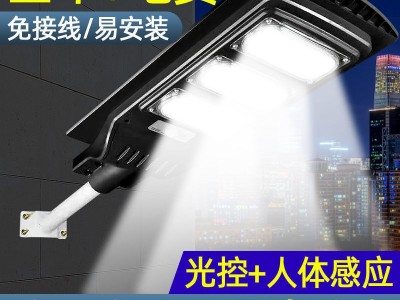 工厂新款太阳能路灯头跨境专供感应农村LED景观庭院灯一体式路灯图1