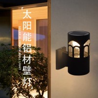 LED双色遥控智能光控太阳能壁灯 户外防水加厚铝材庭院门口壁灯