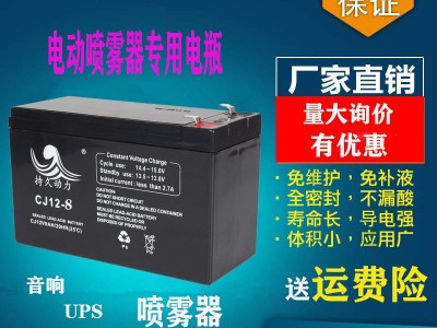 12V8AH电动喷雾器电池安防蓄电池12V消防主机UPS音响照明门禁电瓶图1