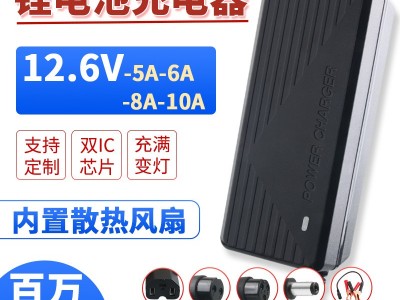 12.6V5A6A8A10A锂电池充电器带散热风扇3串18650锂电池手电钻变灯图1