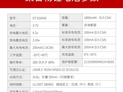 103450 可充电 美容仪 补水仪 加湿器 智能穿戴 3.7V聚合物锂电池 2个图3