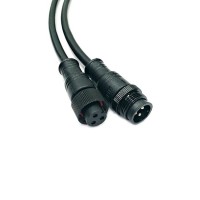 M12 LED洗墙灯防水公母头插头线金属螺帽五芯电源防水线