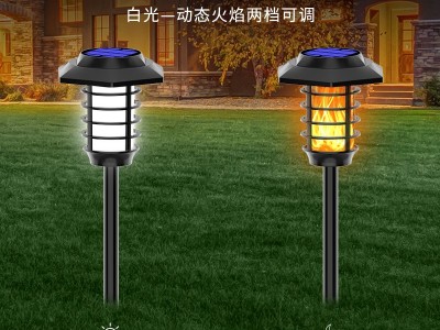 新太阳能户外草坪灯 LED动态仿真火地插灯别墅花园庭院防水装饰灯图2
