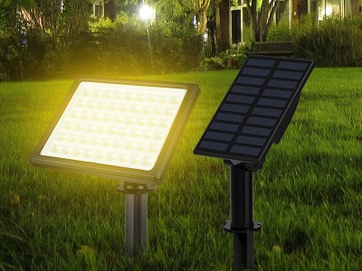 太阳能户外庭院灯防水54LED投光灯花园草坪灯可壁装高亮地插灯图3