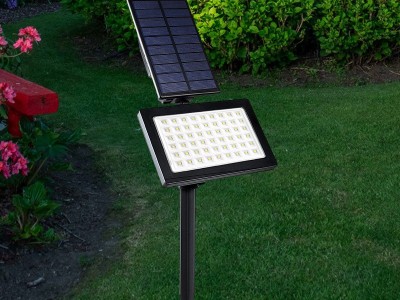 太阳能户外庭院灯防水54LED投光灯花园草坪灯可壁装高亮地插灯图1