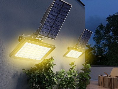 太阳能户外庭院灯防水54LED投光灯花园草坪灯可壁装高亮地插灯图4