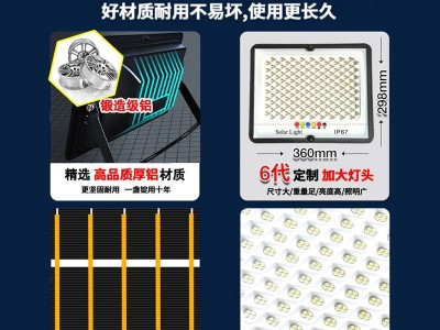 厂家批发太阳能户外灯庭院超亮室内外一拖二人体感应防水照明路灯图2