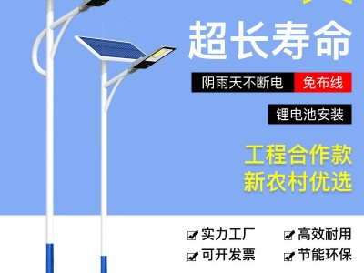 厂家直供太阳能路灯户外庭院新农村一体化led超亮6米工程路灯照明图2