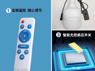 太阳能室内灯泡家用照明户外停电应急天黑自动亮遥控阳台卧室球泡图2