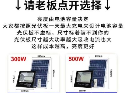 跨境太阳能投光灯户外太阳能灯庭院灯LED路灯投射灯泛光灯一拖二图3