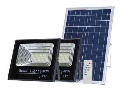 跨境太阳能投光灯户外太阳能灯庭院灯LED路灯投射灯泛光灯一拖二图5