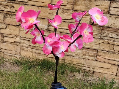 太阳能新款20led蝴蝶兰花灯仿真树枝地插灯户外庭院光纤花草坪灯图2