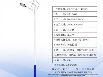 6米太阳能路灯4米防水中国结led路灯工程款农村一体化太阳 能路灯图2