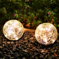 亚马逊跨境爆款led太阳能灯裂纹玻璃球地插灯花园庭院草坪装饰灯