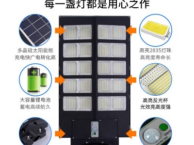 一体化太阳能路灯声光遥控大功效IP65人体感应庭院灯免布线免接电图2