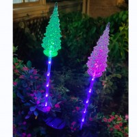 圣诞节日庭院装饰灯6led太阳能彩色变色圣诞树地插灯 新款草坪灯