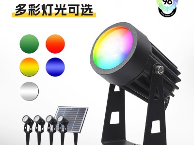 太阳能照树灯七彩渐变户外防水一拖四COB插地式太阳能射树灯批发图4