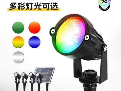 太阳能插地灯七彩渐变RGB射树灯COB分体式照树灯户外防水厂家批发图4